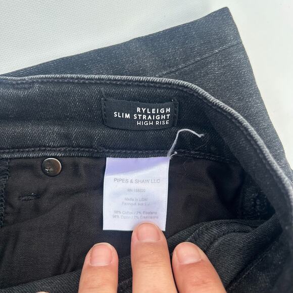 Veronica Beard Ryleigh Slim Straight High Rise Washed Onyx Jeans Black 27 - Picture 11 of 12